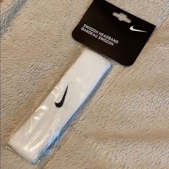 nike swoosh headband white